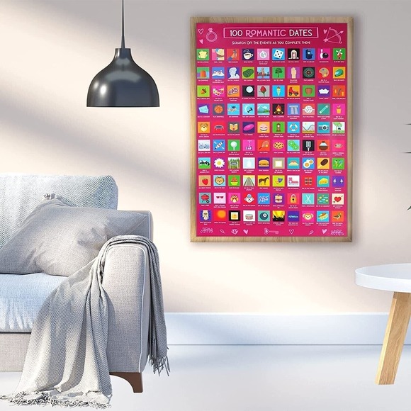 100 Dates Scratch Off Poster Date Night Romantic Birthday Gift Valentines Day - Picture 6 of 8
